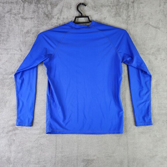 Mens Sunpoint Blue Long Sleeve Stretch Athletic Crew Neck Shirt Size L - Picture 2 of 7